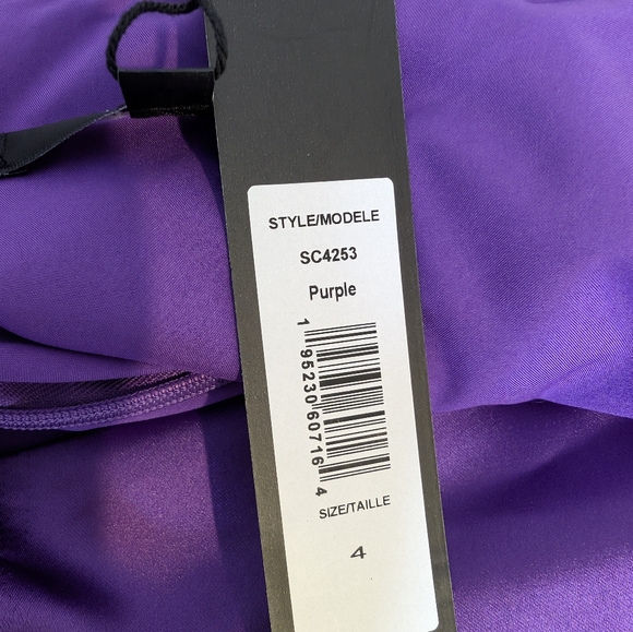 💘 Badgley Mischka satin draped cape-sleeve maxi dress in purple - Picture 8 of 10